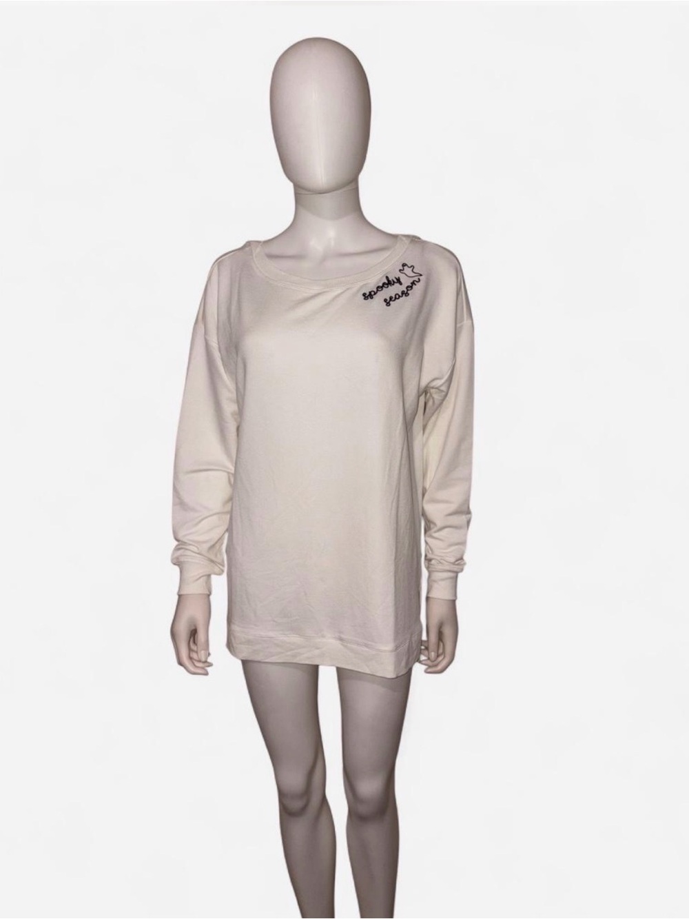 Cynthia Rowley Cream Long Sleeve Pullover with Embroidered Accent